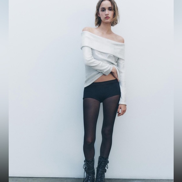 Zara exposed shoulder metallic sweater silver foil - Picture 9 of 13